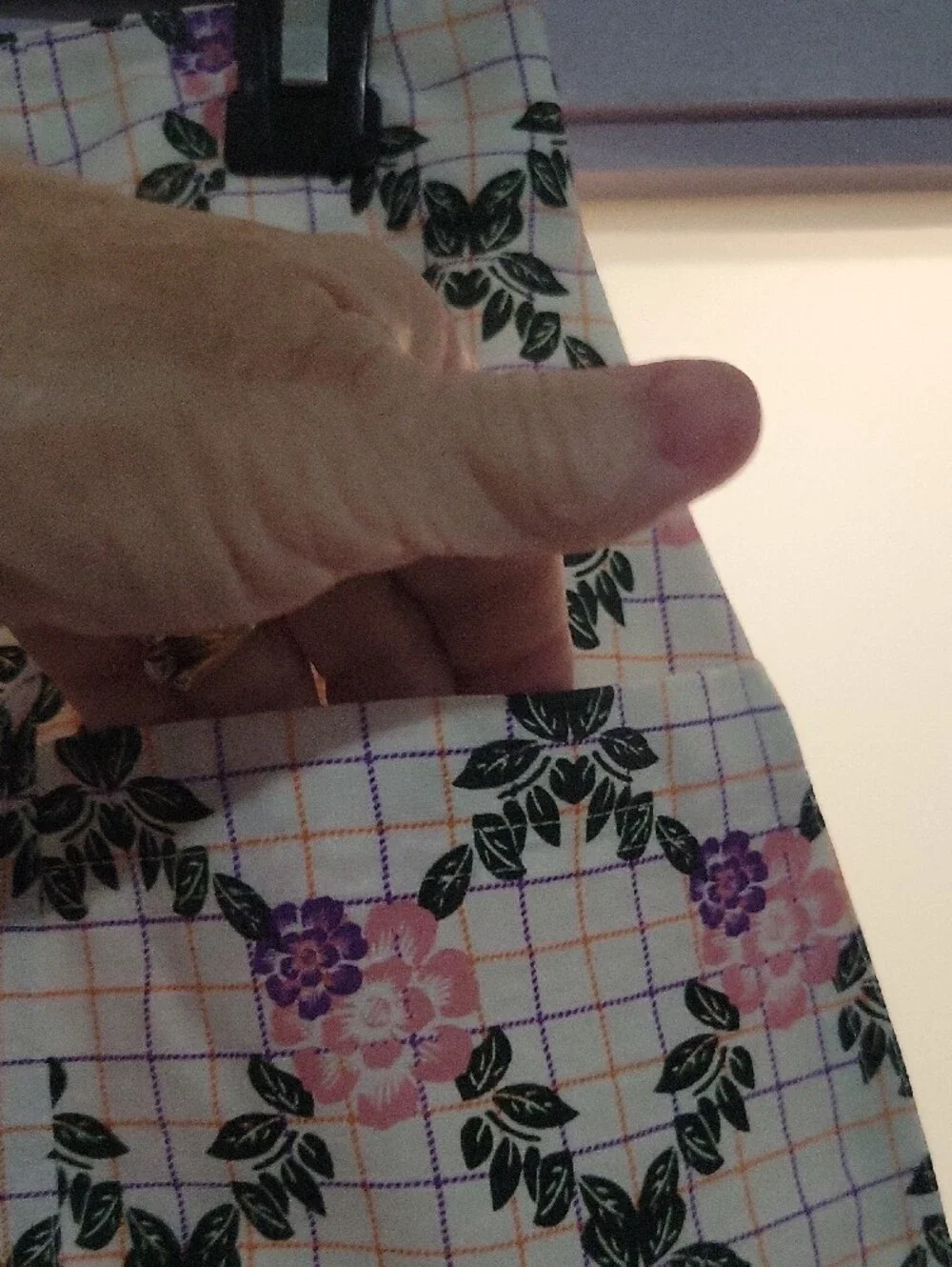 Button-Front Floral Plaid Mini Skirt - Pink/Green